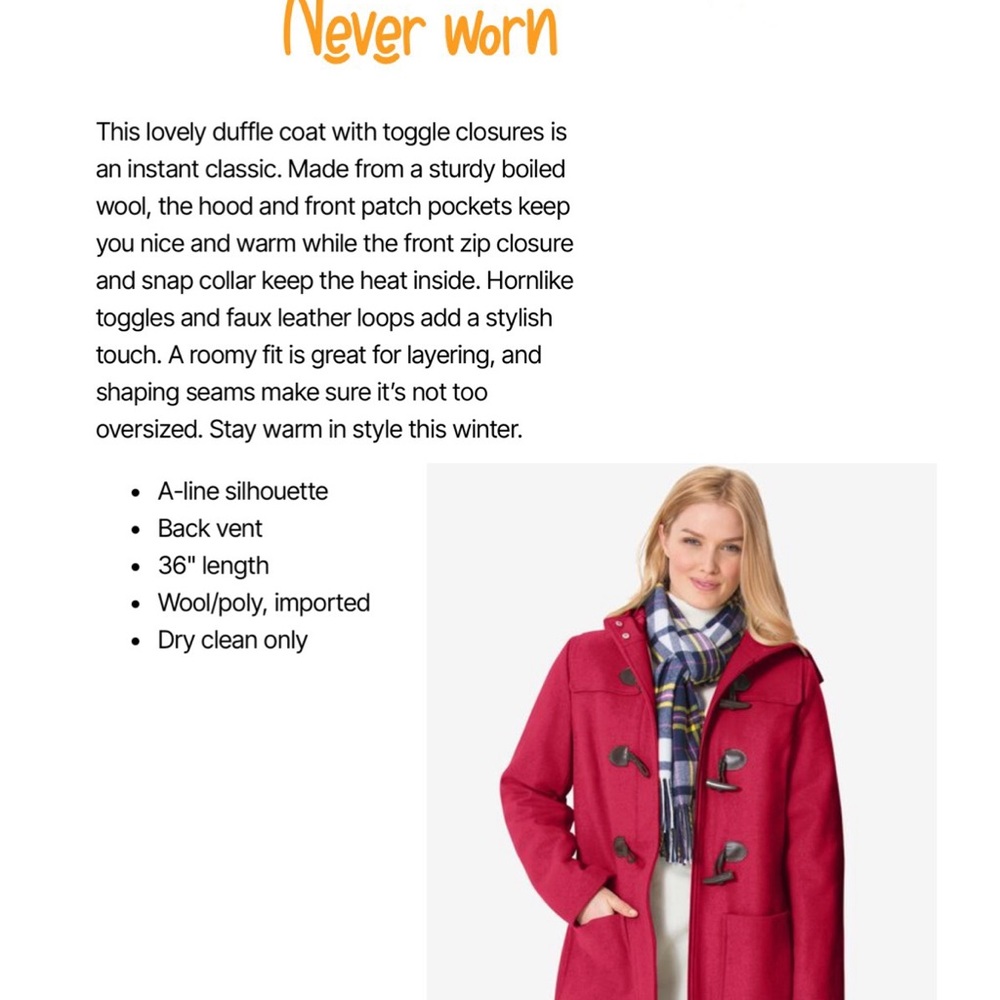 Woman’s Within winter coat. Size 28w. Never worn